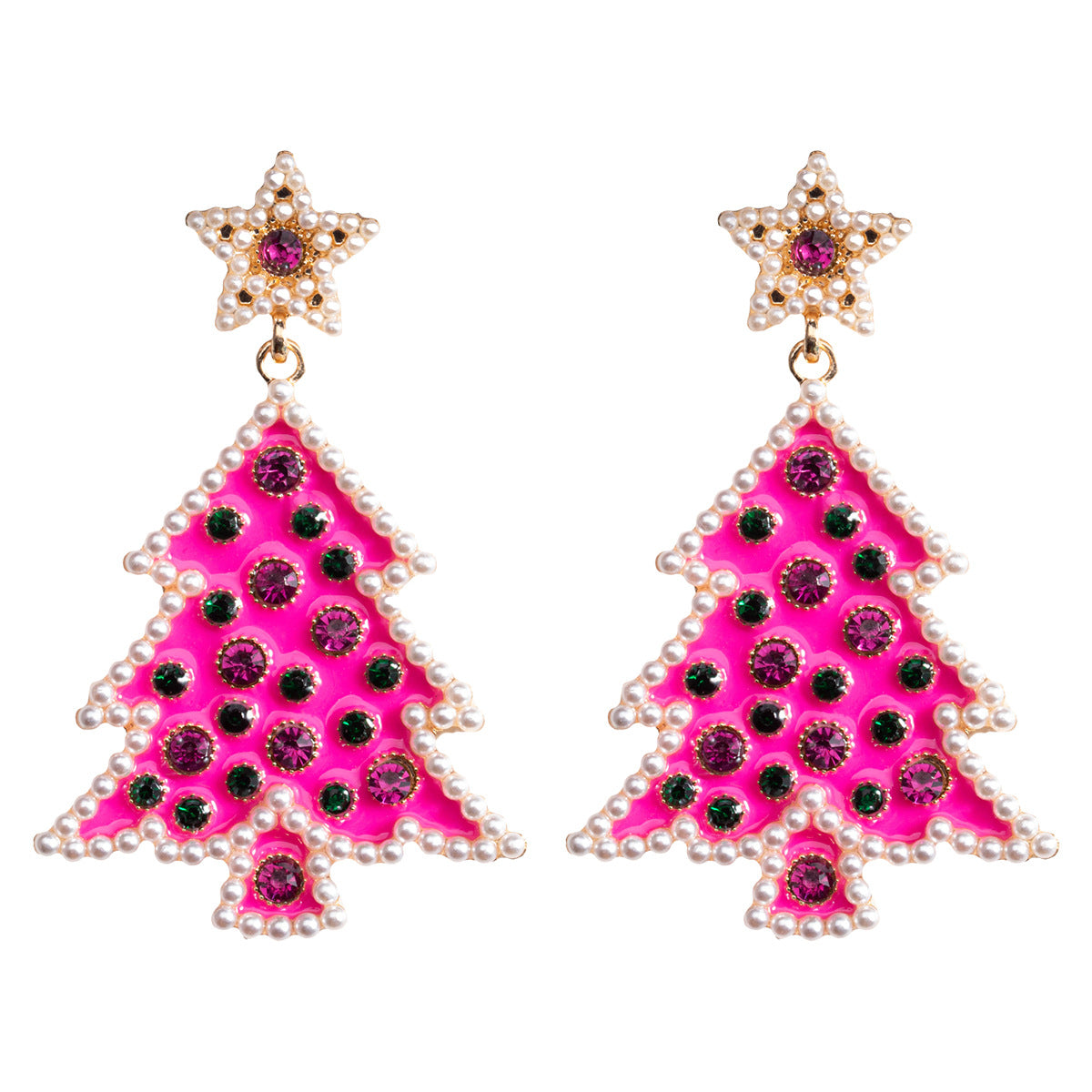 Wholesale Christmas Cartoon Faceless Doll Red Guard Diamond Earrings
